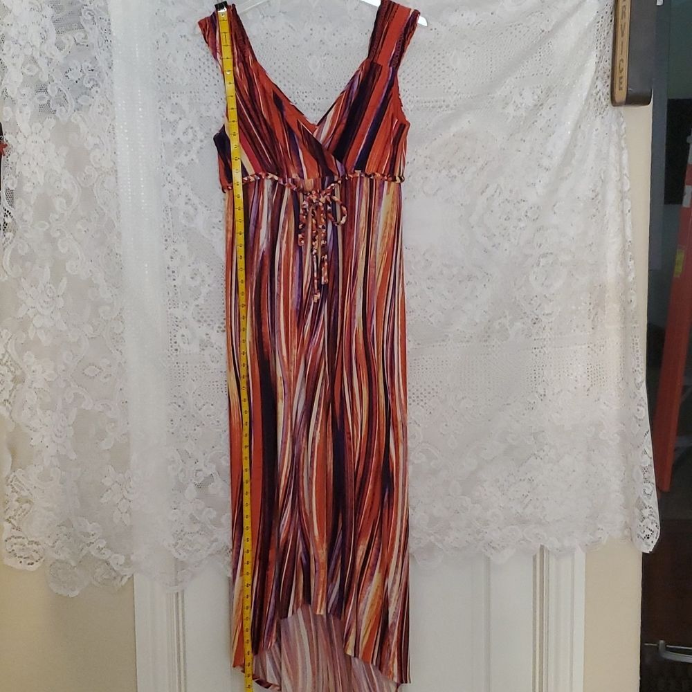 Boston Proper High Low Maxi Dress Multi Color Abstract Size 18 Sleeveless